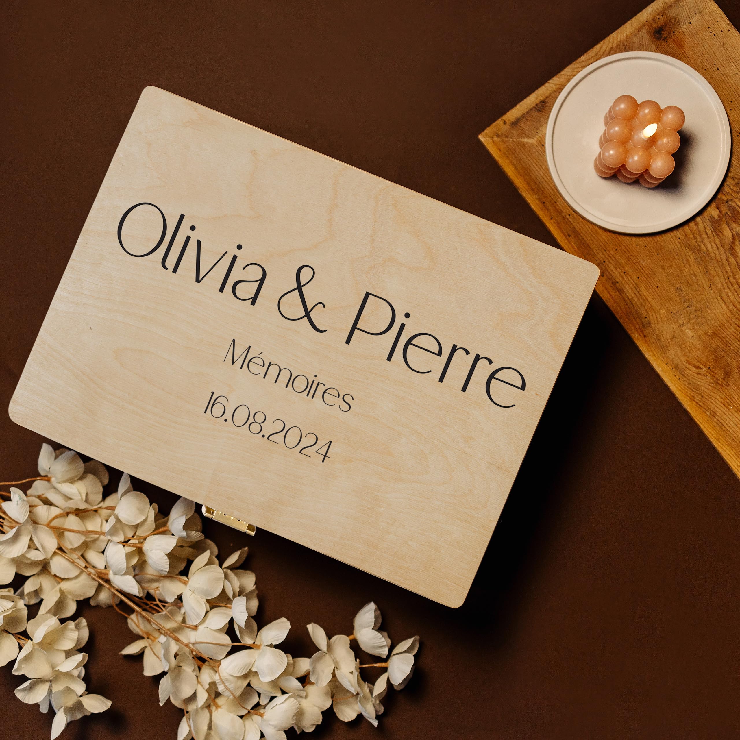Boîte Cadeau En Bois Personnalisée Creative Deco - Gravure Texte Au Choix - Coffret Idée Cadeau Original Pour Femme, Homme, Couple, Anniversaire, Mariage