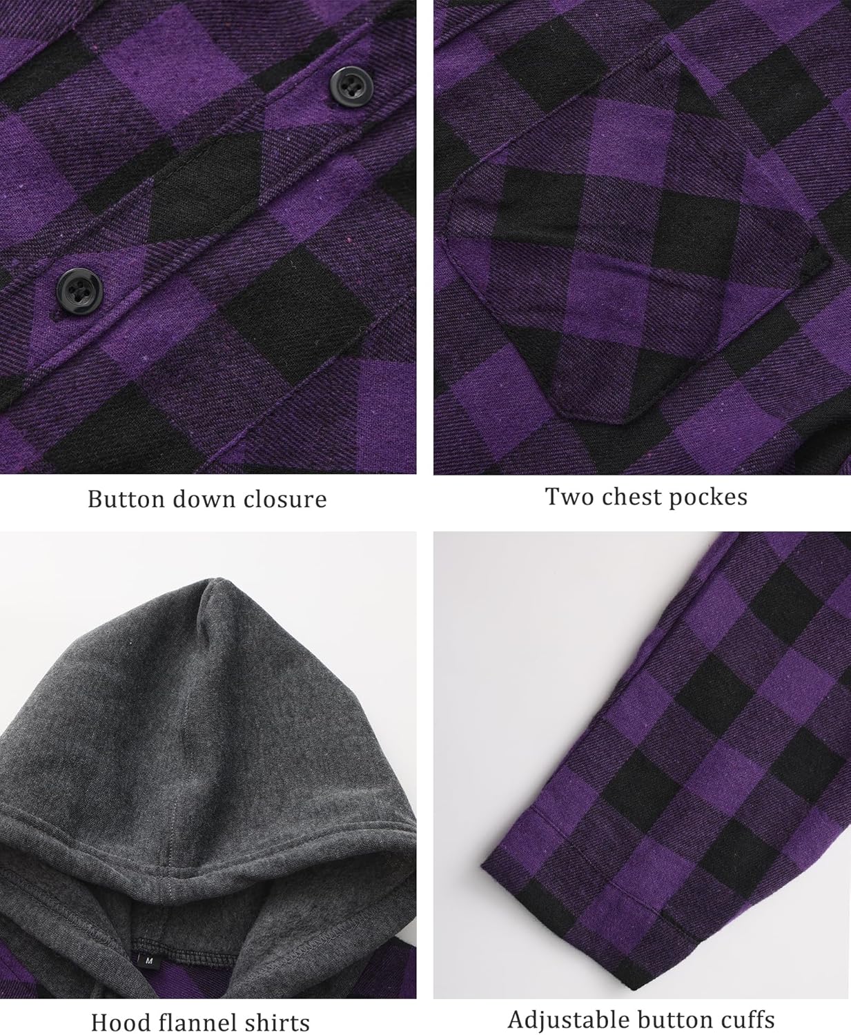 3 Pack Lightweight Hooded Flannel Shirt for Men Casual Button Down Plaid Shirt Long Sleeve Fashion Hooded with Pocket - Image 5