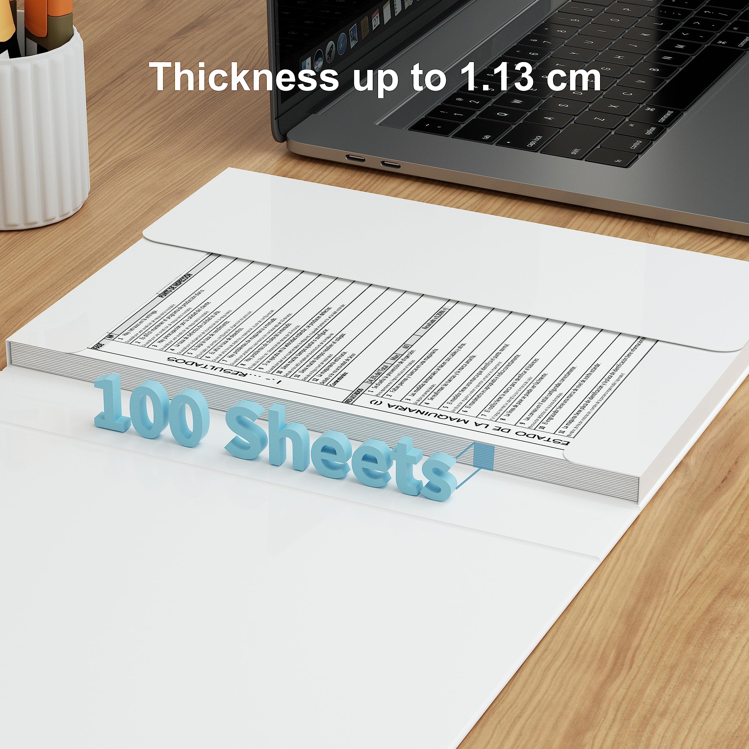 JiaWei Teczki na dokumenty A4, 12 teczek na dokumenty, grzbiet 11 mm, wykonany z mocnego kartonu 350 g/㎡, z 3 klapkami i elastycznym paskiem, organizer na dokumenty, biały