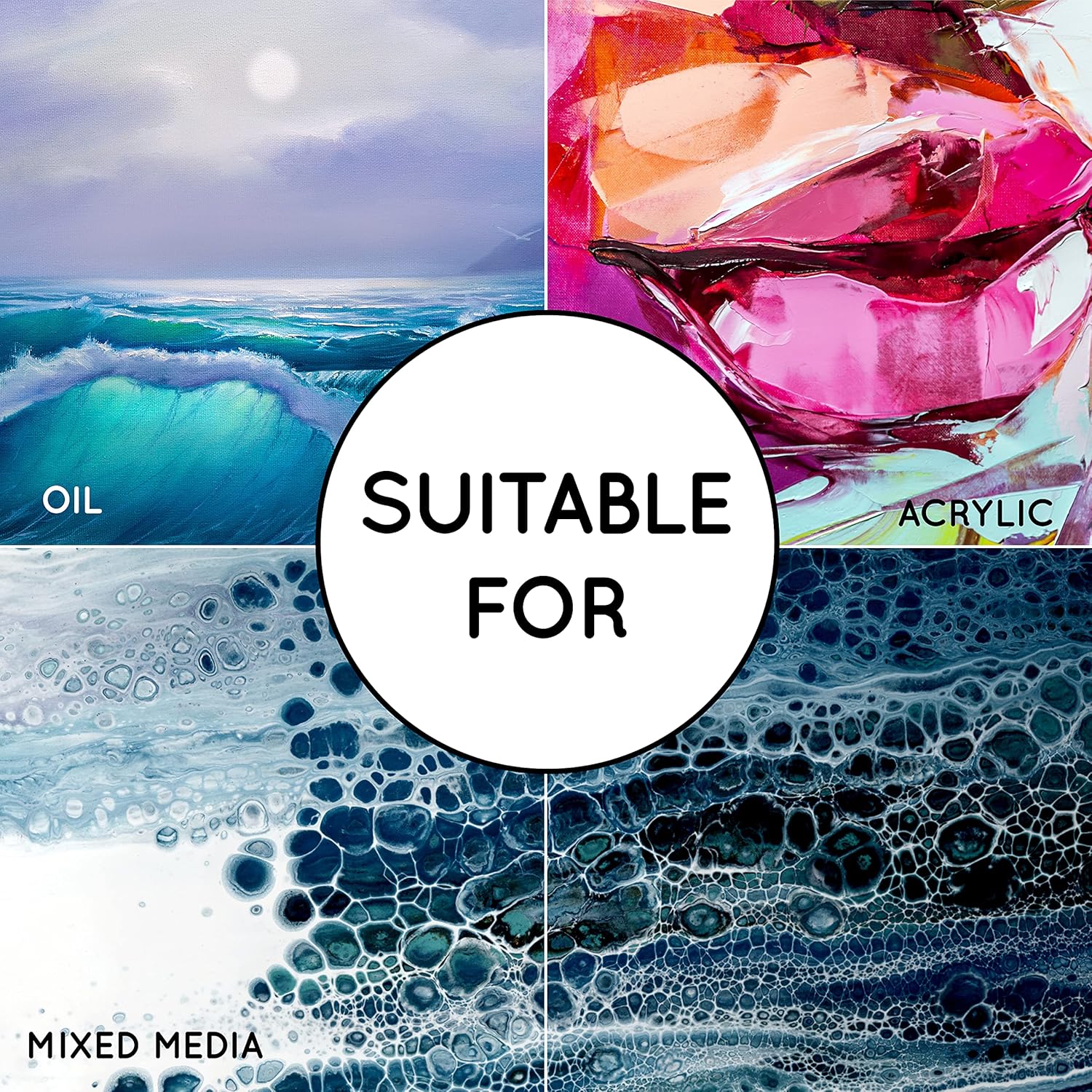 Artistik 8"x10" Stretched Canvases with Pine Wood Bars (Pack of 12)– Artist-Quality Triple-Primed Blank Canvas for Painting – Suitable for Oil, Acrylic, and Mixed Media