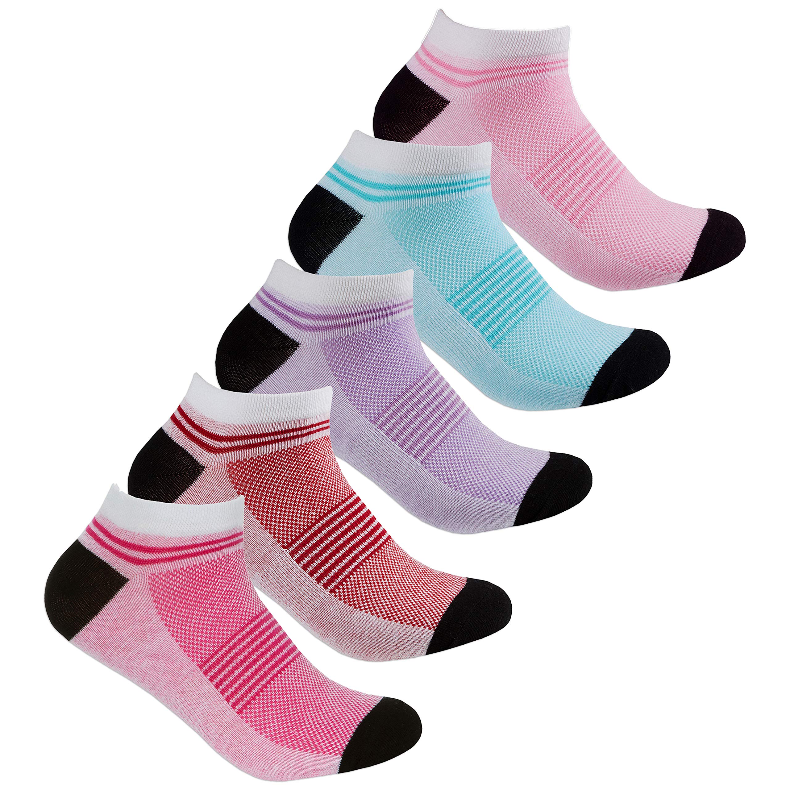 Top Sox Ladies 5 Pairs Trainer Liner Socks Plain Ankle Gym Everyday Cotton Rich 4-8 Black