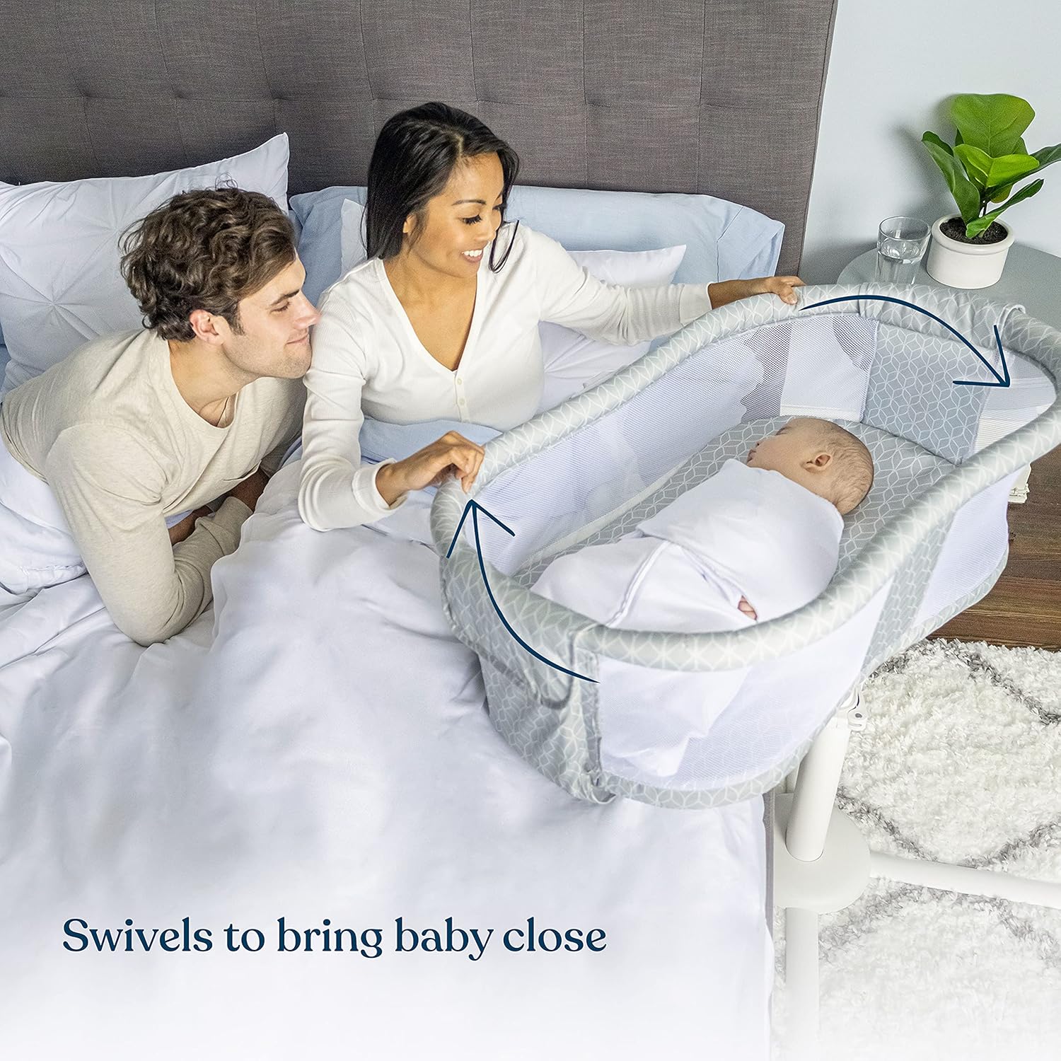 HALO Sleep BassiNest® Swivel Sleeper Essentia, Morning Mist Baby Cot, 360° Swivel