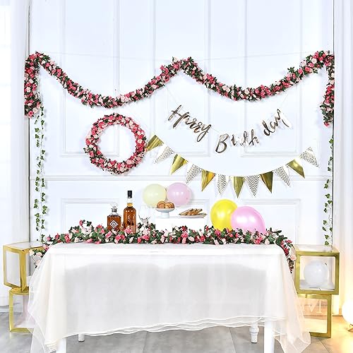 Miniatura 8 de BLEUM CADE 8 guirnaldas de flores artificiales de 656 pies para dormitorio decoración de vid de flores falsas para boda fiesta día de San Valentín