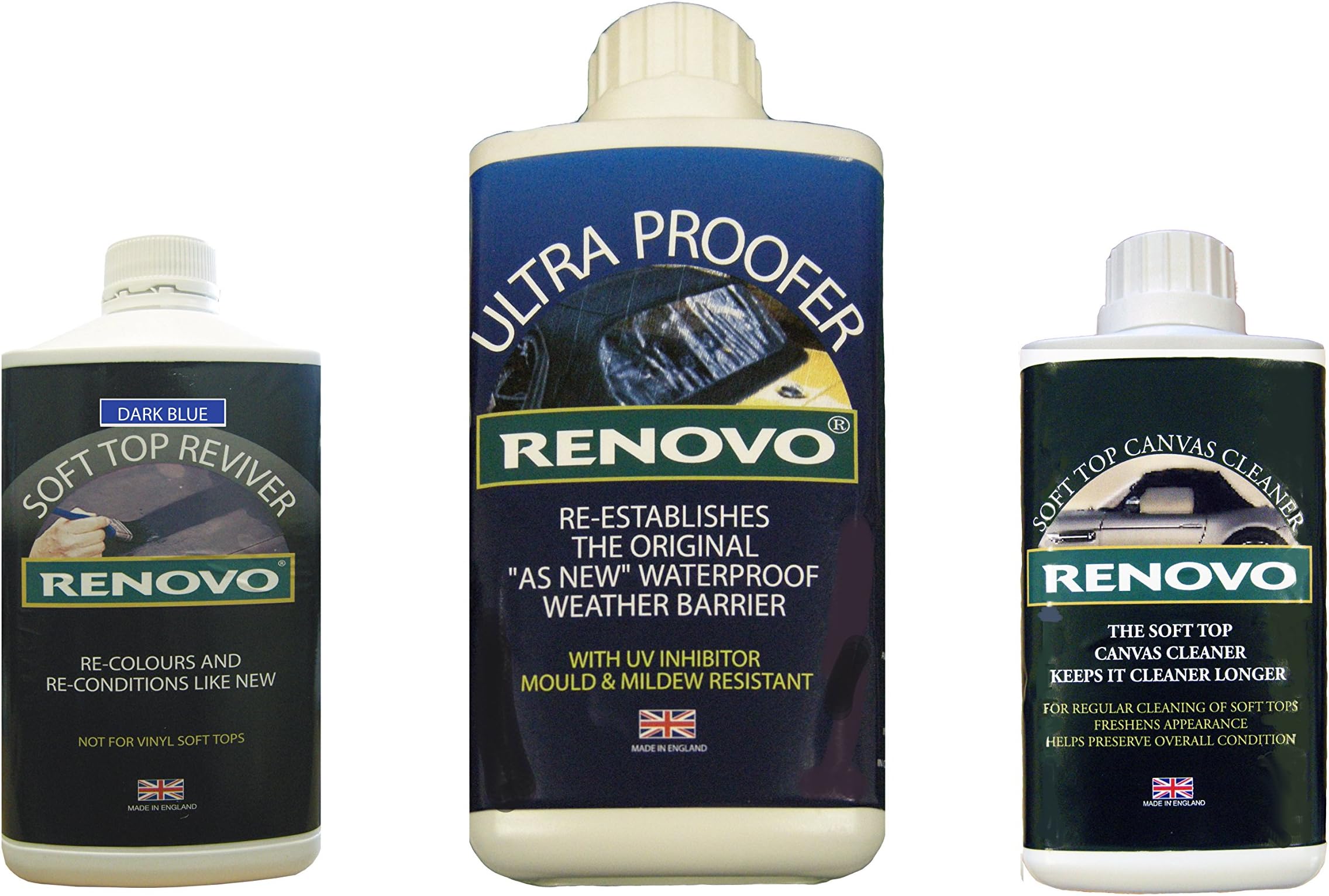 REN-KIT4 Triple Cleaning Kit includes Soft Top Reviver/ Soft Top Ultra Proofer/ Soft Top Canvas Cleaner, Blue