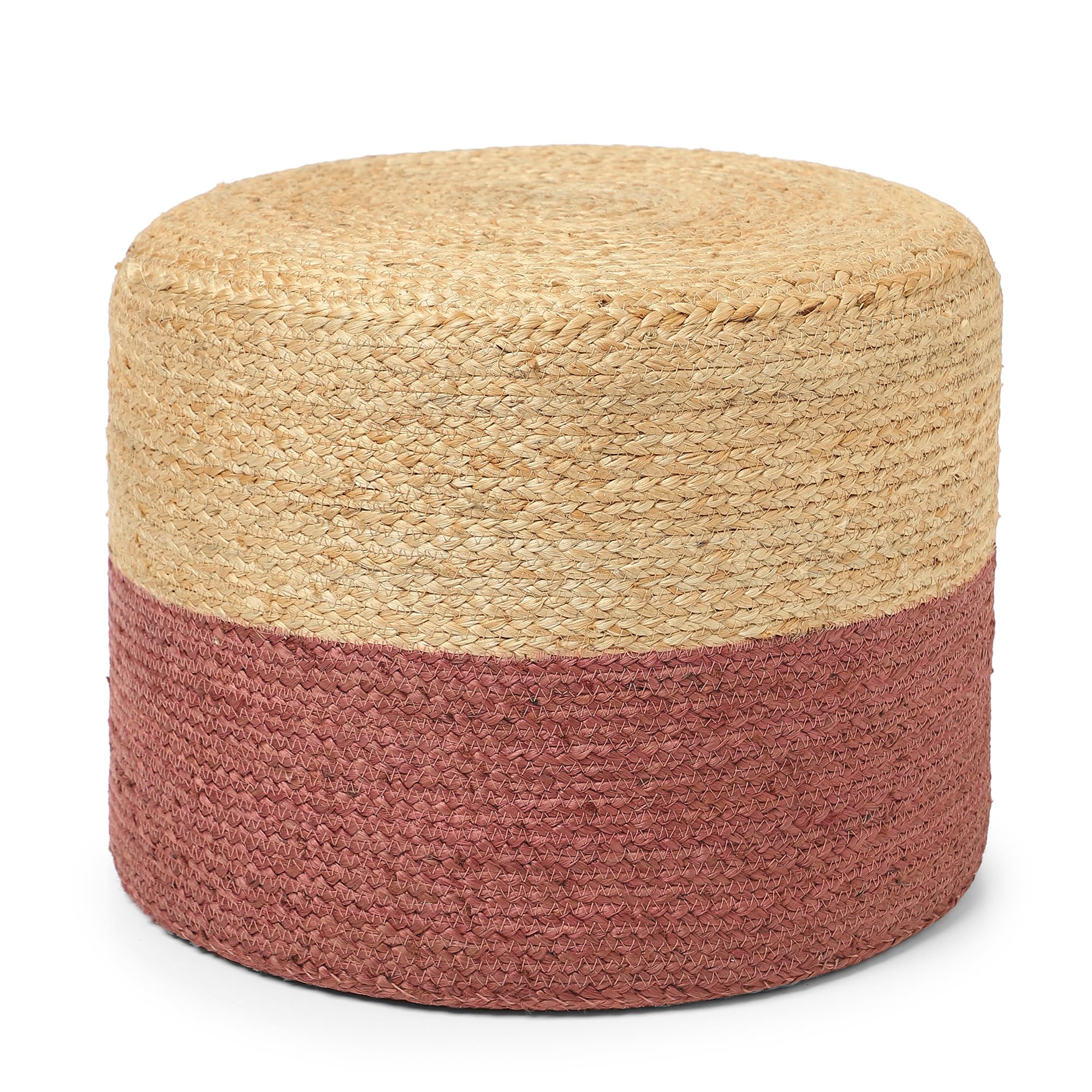 REDEARTH · Cylindrical Pouf Foot Stool Ottoman - Jute Braided Pouffe Poof Accent Sitting Footrest for Living Room, Bedroom, Nursery, Patio, Lounge &
