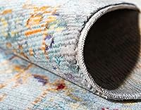 Vista 7 de Unique Loom Austin Collection - Alfombra de área con diseño de trémolo (2 pies 7 pulgadas x 9 pies 10 pulgadas, color azul claro/crema)