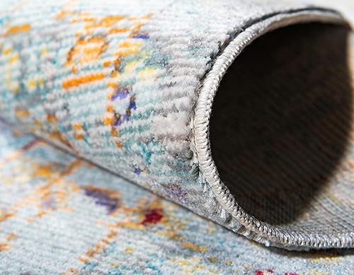 Miniatura 7 de Unique Loom Austin Collection - Alfombra de área con diseño de trémolo (2 pies 7 pulgadas x 9 pies 10 pulgadas, color azul claro/crema)