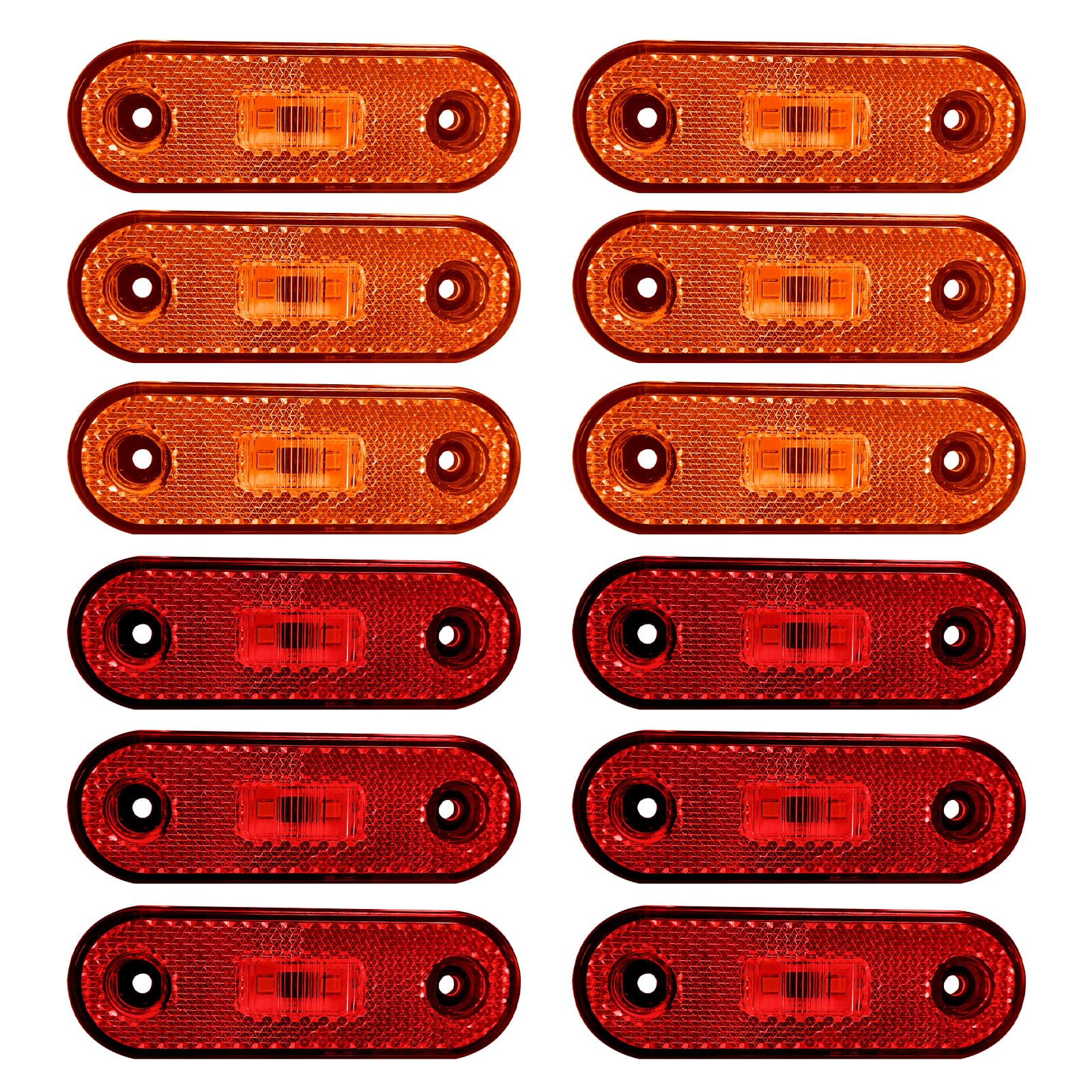 20-Pack 2.5 Inch LED Marker Lights - Red & Amber Trailer Clearance Lights With Reflectors IP67 Waterproof