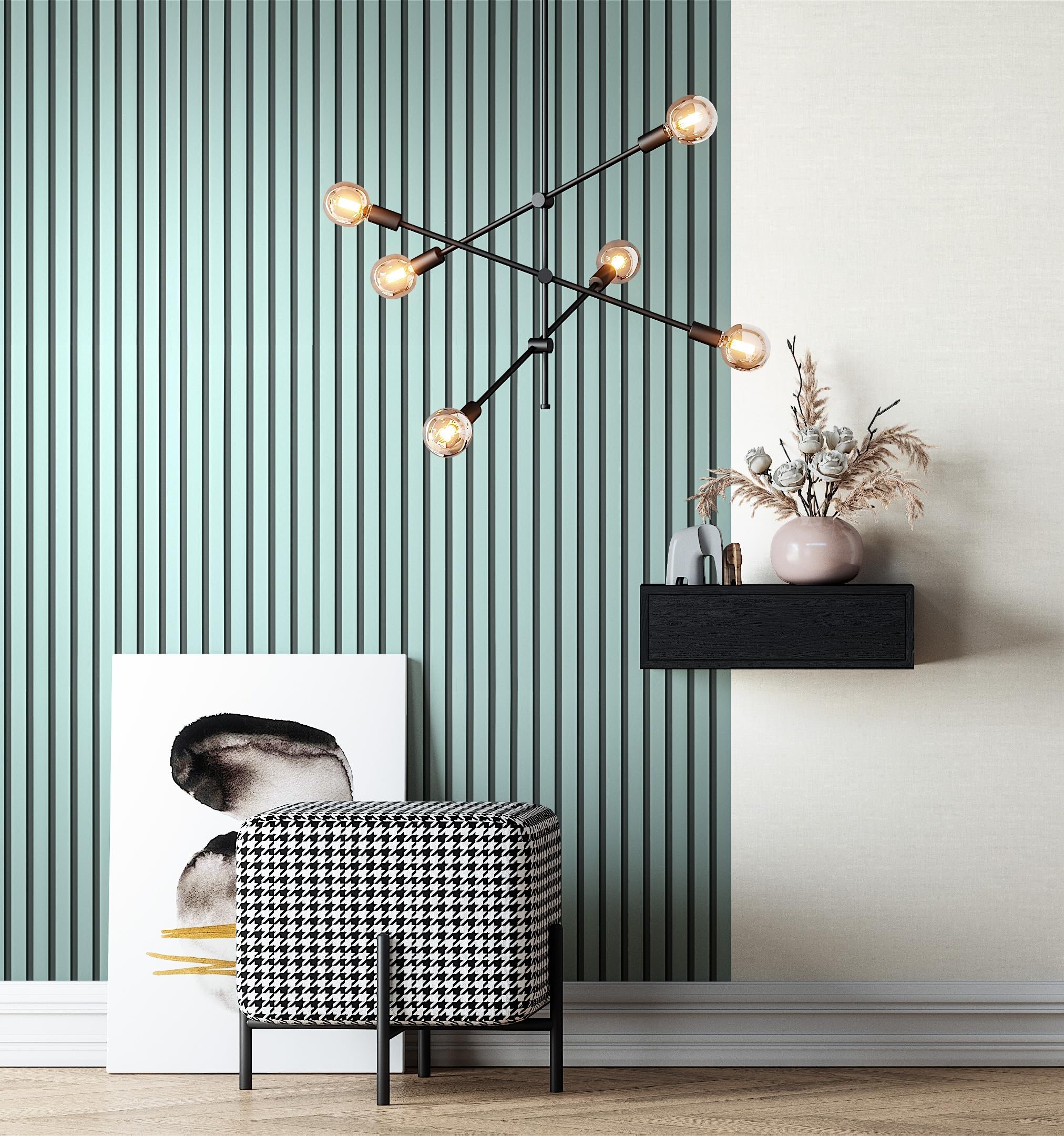 Baker Blue Vlies Holzpaneele Wandverkleidung Skandinavisch Modern Lamellen Wohnzimmer Schlafzimmer