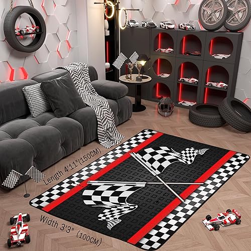Miniatura 2 de Alfombra de Juego de Autos de Carreras para Niños, Alfombras de Juego para Niños, Alfombra de Sala de Juegos para Niños con Respaldo de Goma,