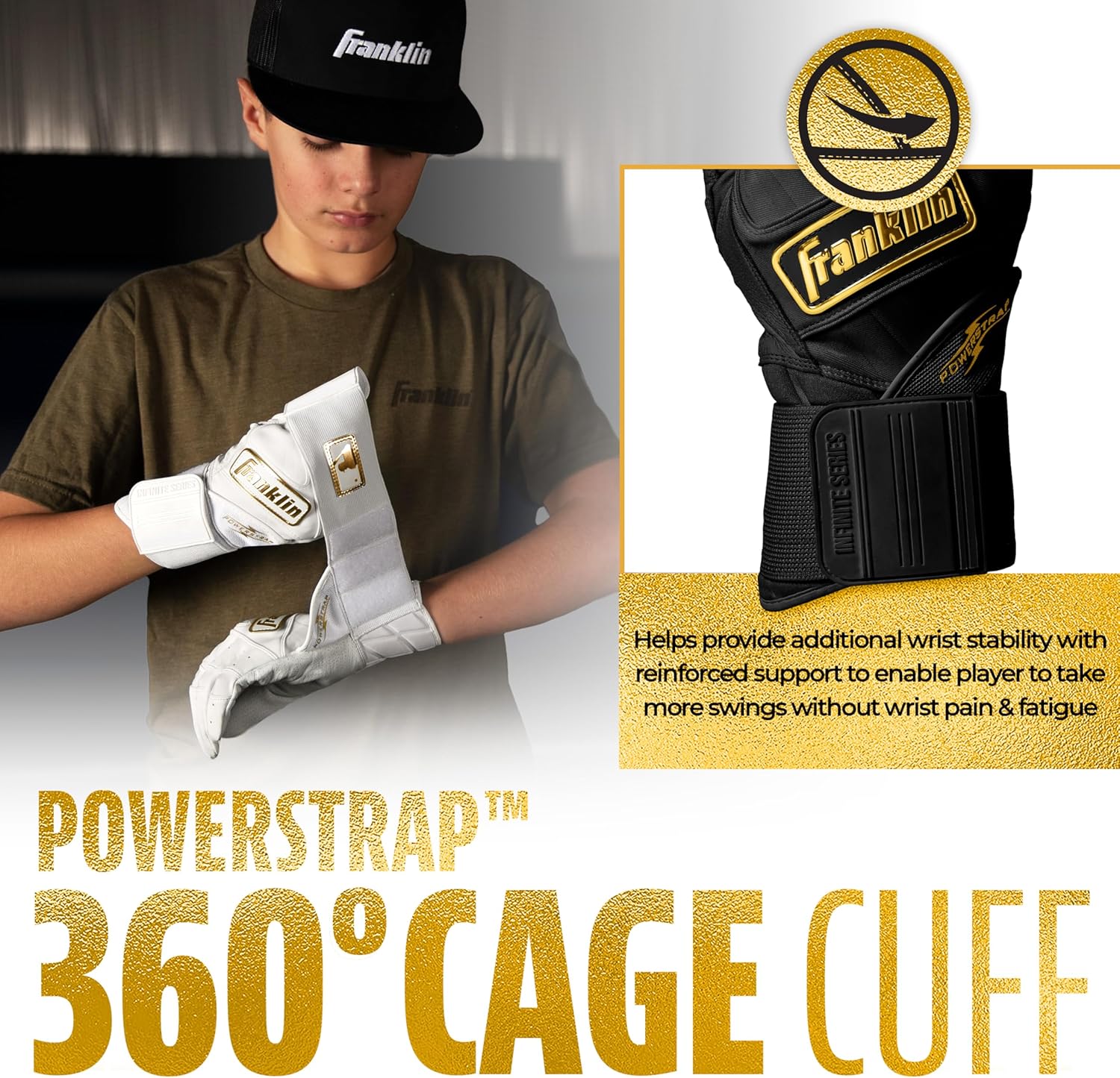 Franklin Sports MLB Batting Gloves - Infinite Powerstrap Baseball + Softball Long Cuff Batting Gloves - Adult + Youth