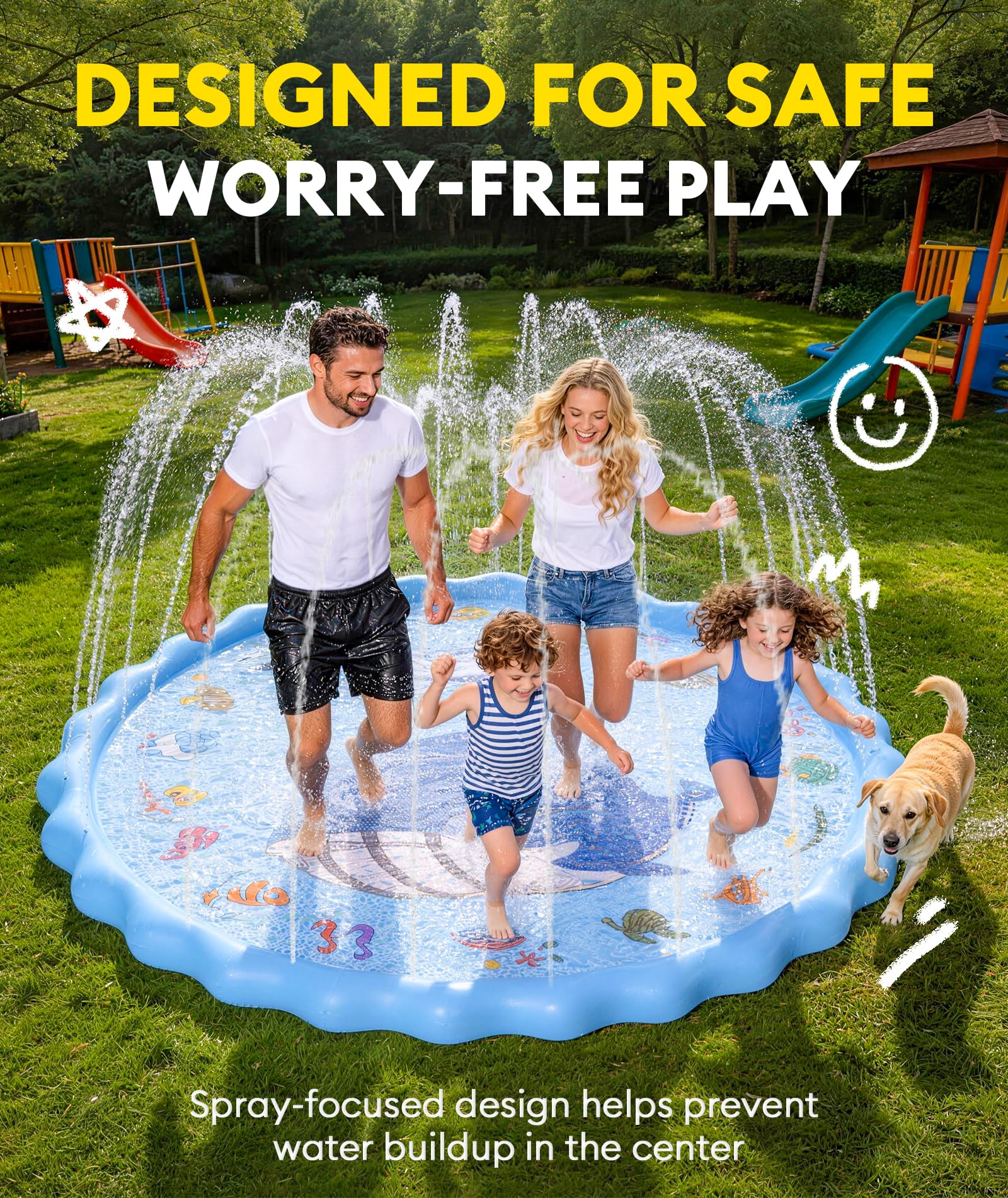 Spritzmatte, 228 cm (90 Zoll), Spielzeug für Luftsprenger, ultimative Intervention für Kinder, Wasserspielzeug, aufblasbarer Pool zum Waden, Spielzeug