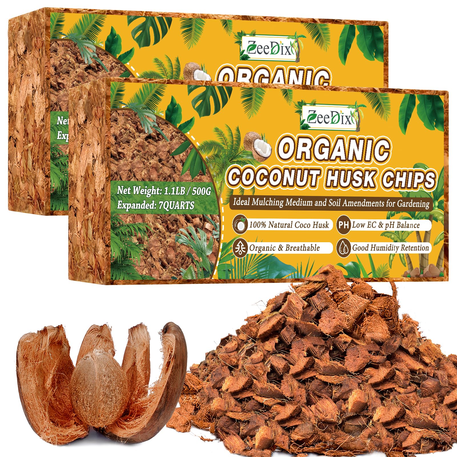 Amazon.com : Zeedix 2 Pack Coco Husk Chips for Plants(2.2LB