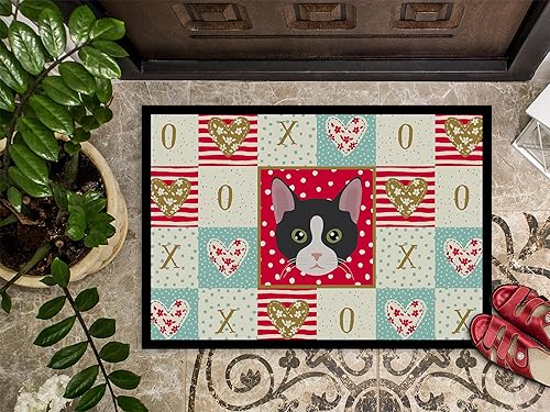 Miniatura 2 de Caroline's Treasures CK5081JMAT - Tapete de polidáctilo americano con diseño de gato de 24 x 36 pulgadas, tapete rojo para puerta delantera, para