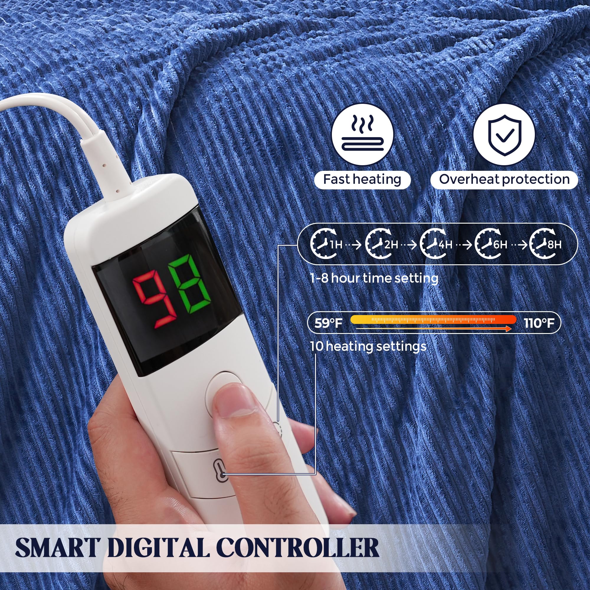 Kosydown Basic Heated Electric Blanket Throw Size 62