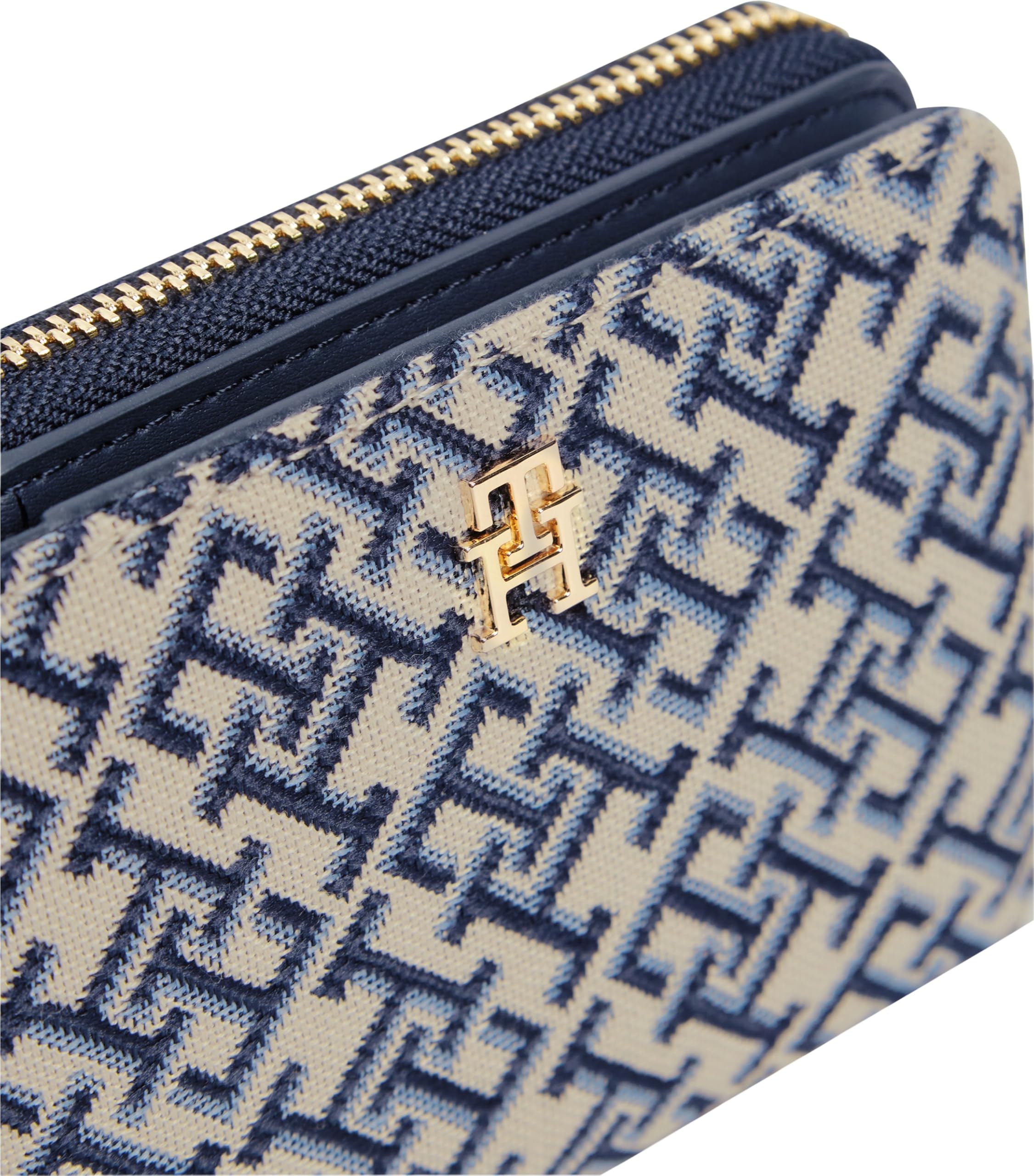 Tommy Hilfiger Damen Geldbörse Icon Flap Jacquard mit Monogramm-Print, Mehrfarbig (Blue Mono), Einheitsgröße