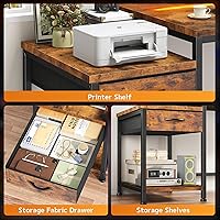 Vista 4 de Escritorio para computadora de 56 pulgadas, escritorio de oficina reversible con luces LED y tomas de corriente, escritorio de escritura