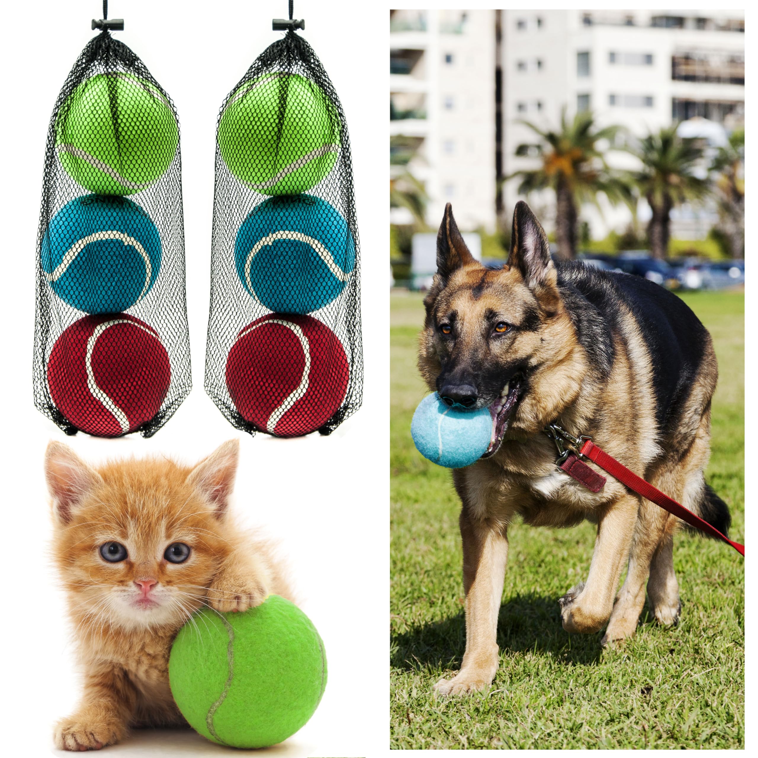 Petopedia 4 inches Squeaky Tennis Balls for Dogs & Cats – Made with Rubber – Rolling Toy Ball for Sports, Chew, Boredom, Catch Fetch Play (Pack of 6, Size - XL) — image 1