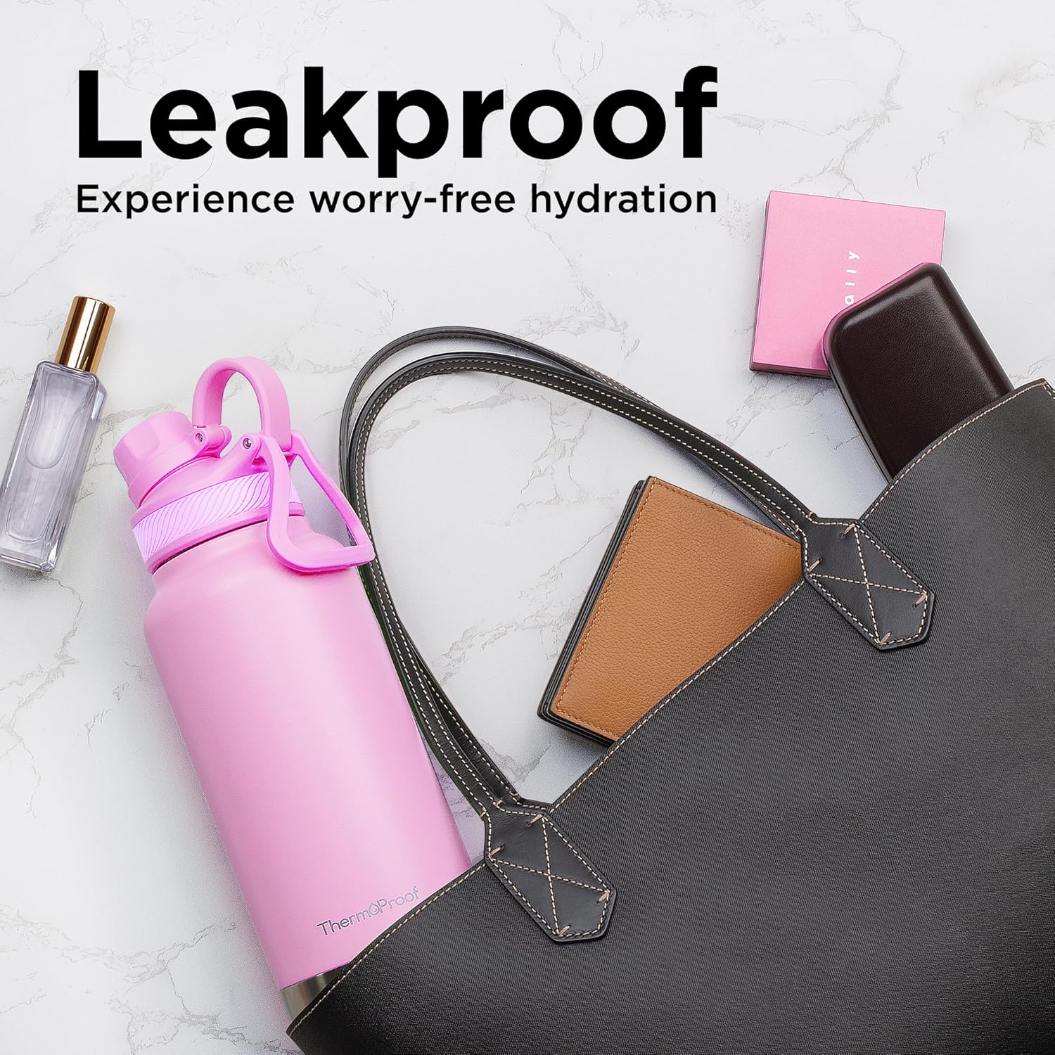 ThermoProof Double-Walled Vacuum Insulated Stainless Steel Water Bottle - Wide Mouth Canteen, Spout & Straw Lids, Dishwasher Safe, Reusable, Leakproof, Hot & Cold for Men, Women & Kids - 32oz, Pink - Image 7