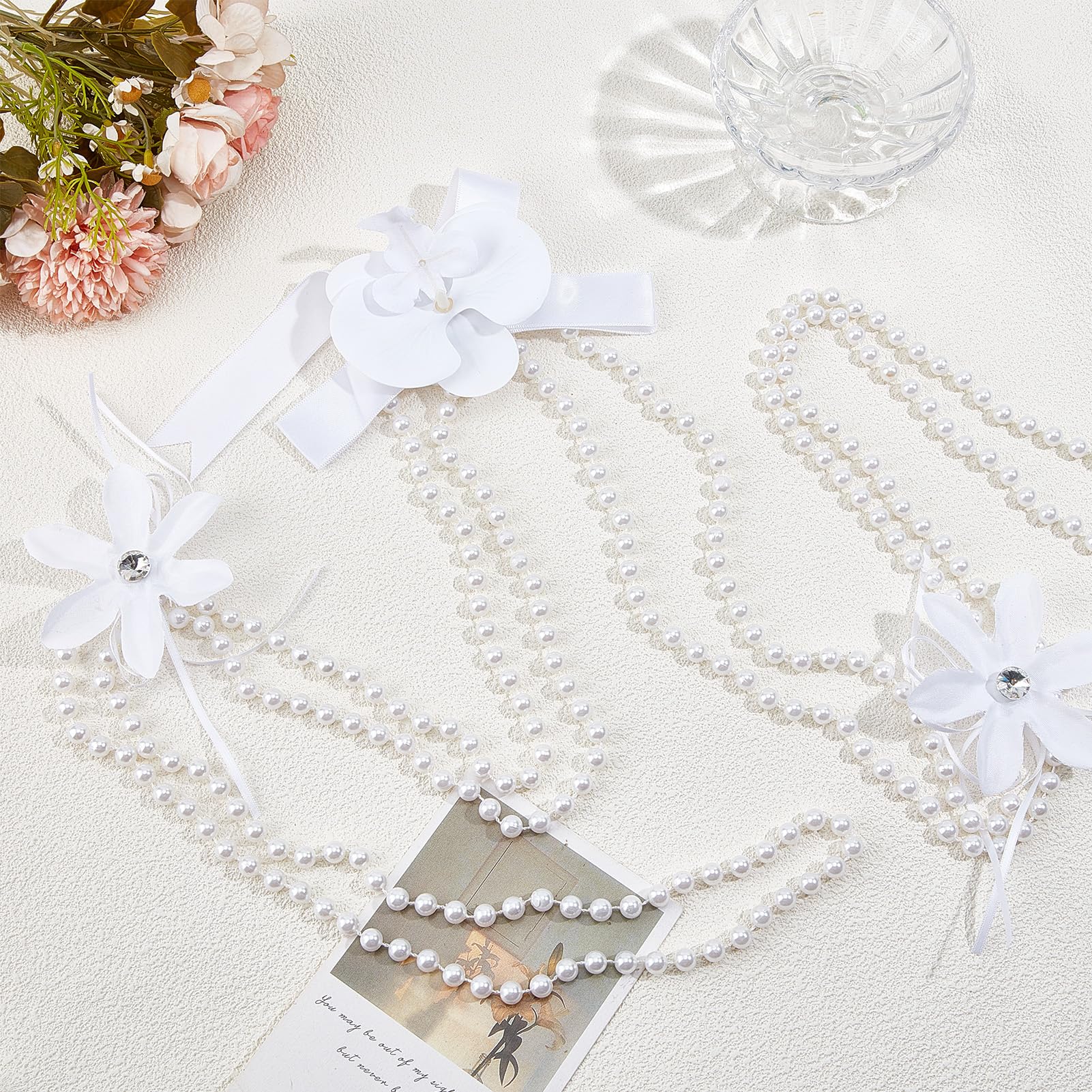 NICENEEDED White 29 Inch Pearl Wedding Lasso Rope, Bowkont Rope Lazo Celtic Hangfasting Cord - Image 4