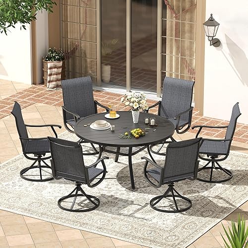 VICLLAX Patio 7 Pieces Outdoor Dining Set,Wrought Iron Metal Outdoor