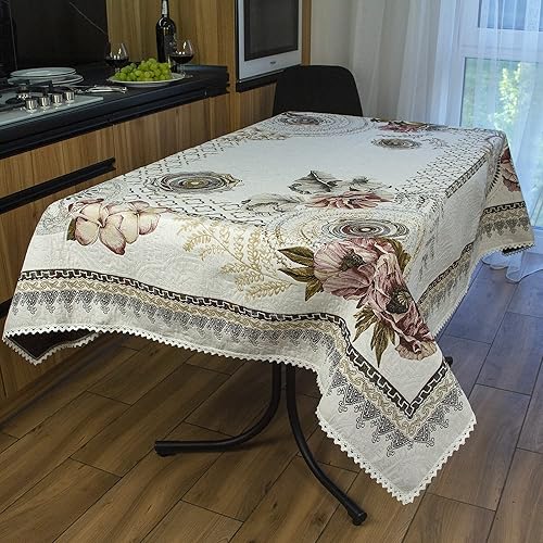 Miniatura 2 de Tablecloth Tapestry Fabric with Elegant Floral Pattern and Volume Effect Table Cloth Poppy Flowers Square or Rectangular Table linen Cloth (38in X