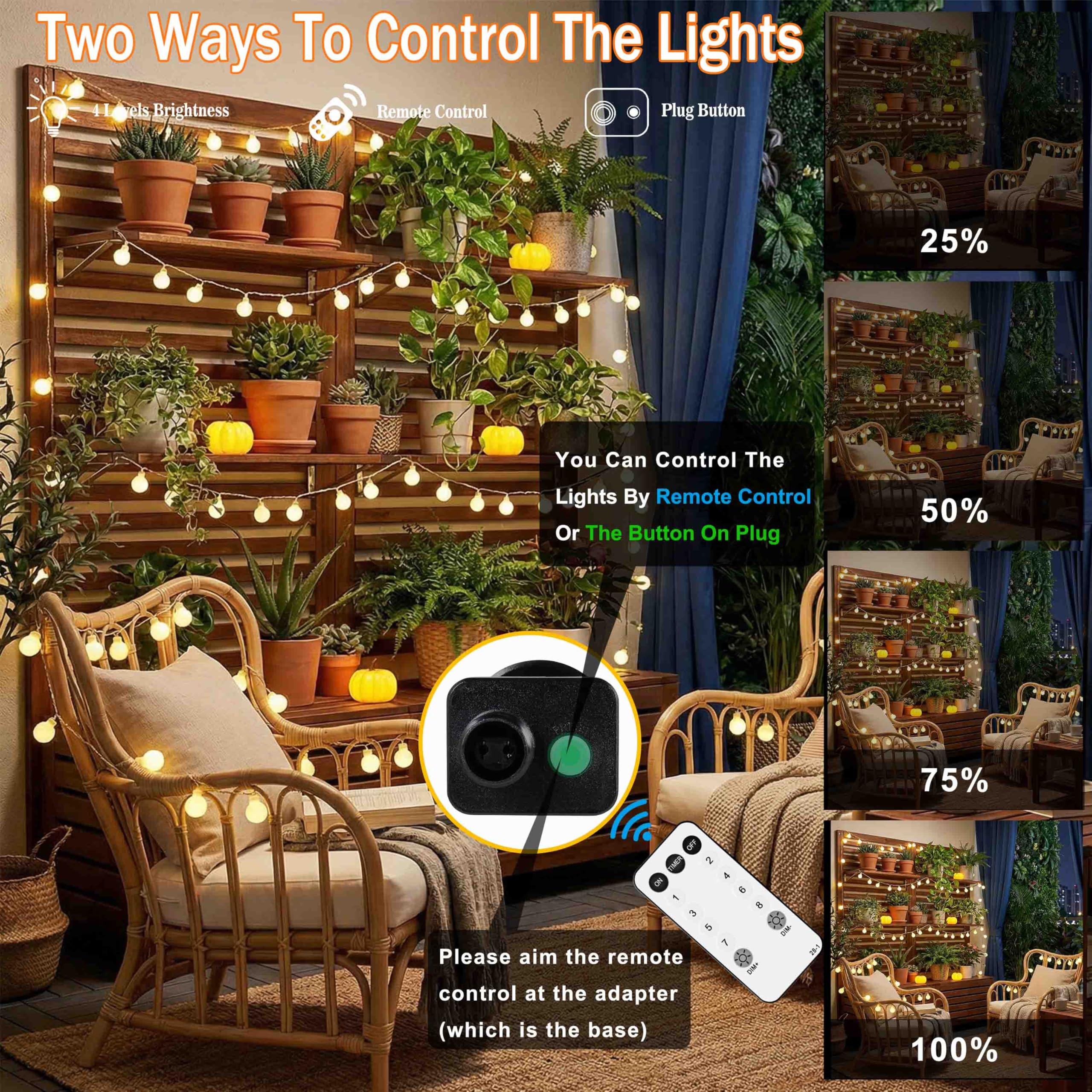 Guirlande Lumineuse, 35M 300LED Guirlande Lumineuse d'Extérieur/Intérieur avec Prise, 8 Modes avec télécommande pour Chambre à Coucher, Fête, Jardin, Noël et Mariage (Blanc Chaud)