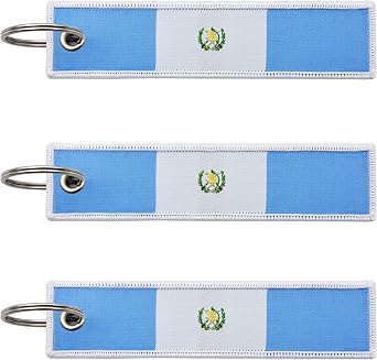 3 Pcs Guatemala Guatemalans Country Flag Keychain,Woven label Key Chains for Car Keys,Fabric Key Chains Men and Women,Used for Various Decorations.