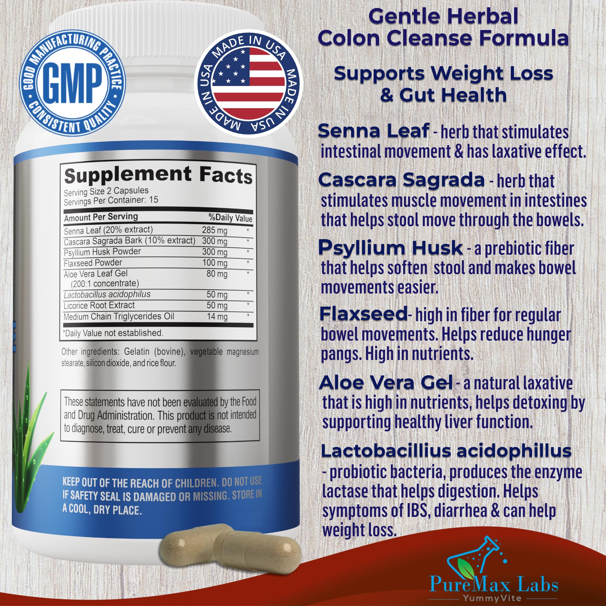 YUMMYVITE 15 Day Colon Cleanse and Detox for Men and Women - 30 Capsules — Amazon image 2