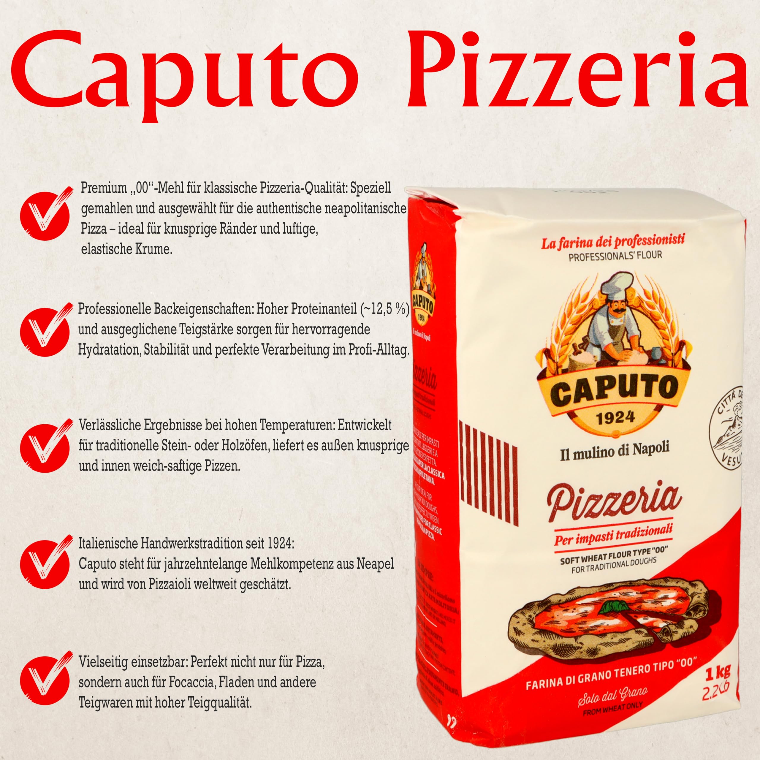 Molino Caputo Pizzamehl Set - 8kg Pizzeria und 2kg Semola