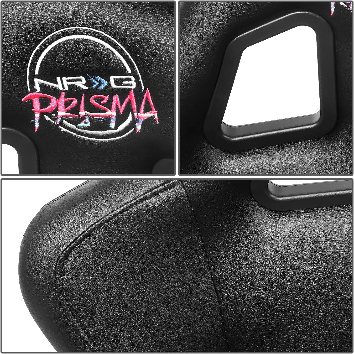 NRG Innovations FRP-302BK-V Bucket Racing Seat Double Layer FRP Black Vinyl Wrapped Mixed-density Foam 5 Point Harness Compatibility