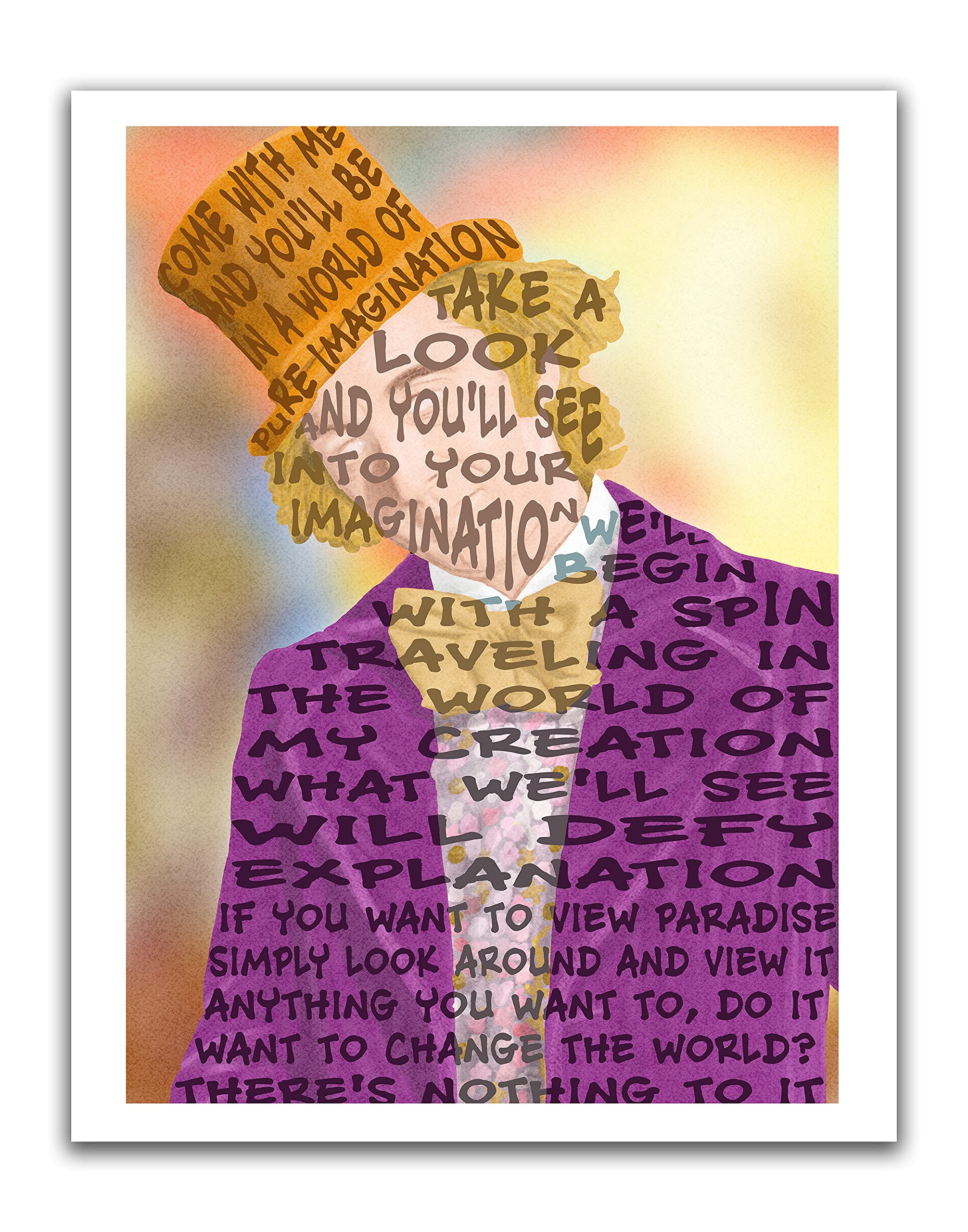 Willy Wonka Pure Imagination quote word art print 11x14"