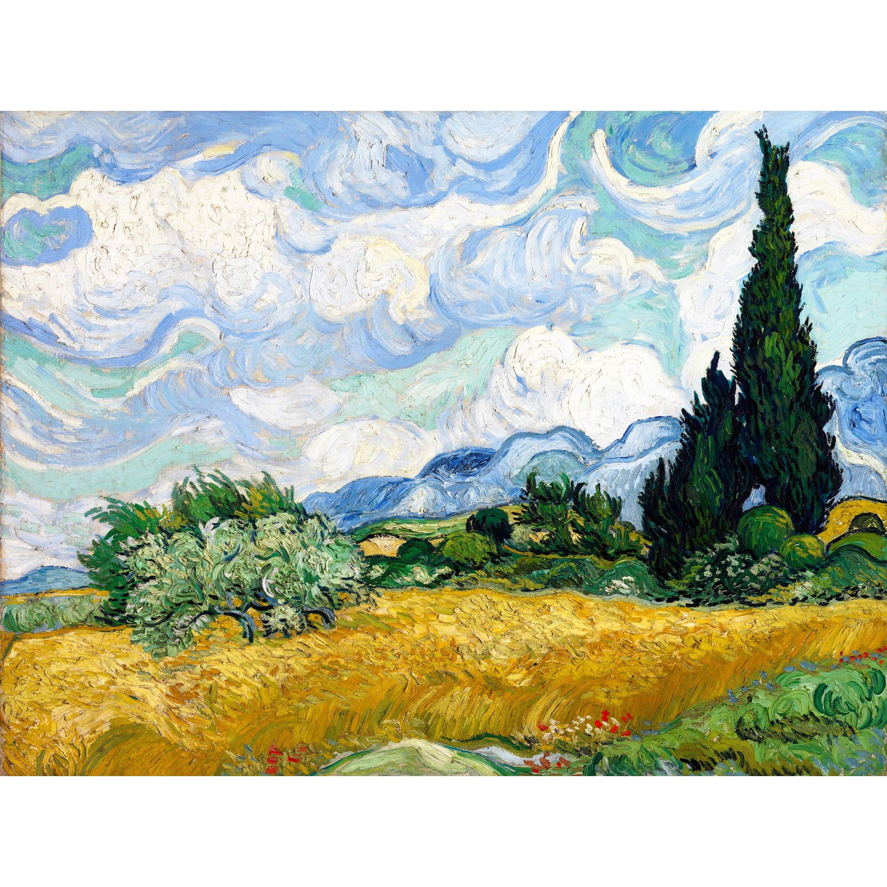 Vincent Van Gogh Wheat Field With Cypresses Large Art Print Poster Wall Decor Premium Mural