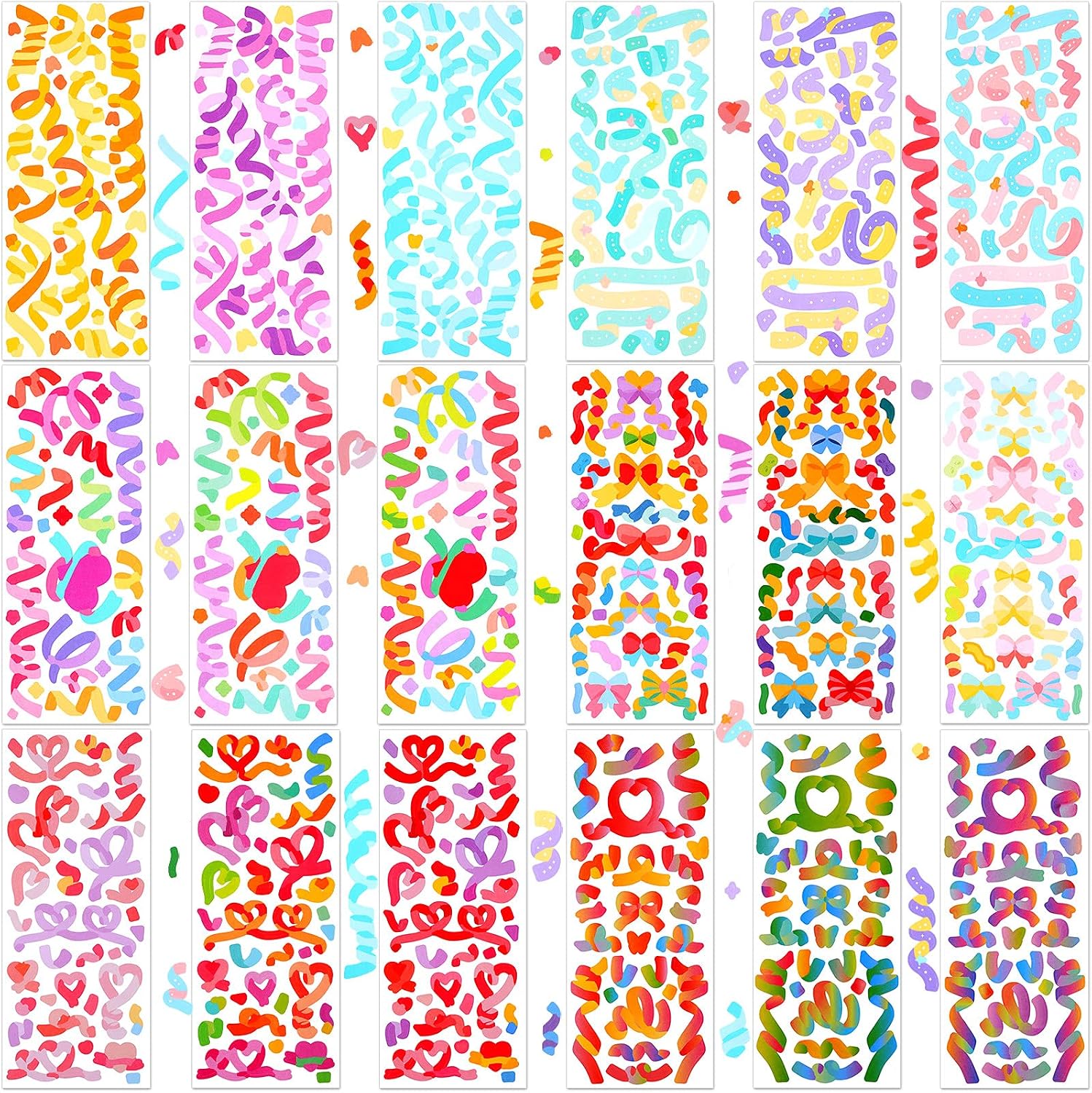 18 Sheets Colorful Letter Sticker Alphabet Self Adhesive Korean Sticker Heart Ribbon Star Sticker Love Decorative Sticker DIY Decor Sticker for Art Greeting Card (Cute Style)