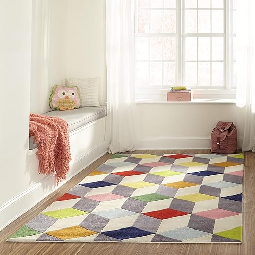 Miniatura 2 de Momeni Rugs Lil' Mo Hipster Collection, alfombra de área con temática infantil tallada a mano y copetuda, 3 x 5 pies, multicolor