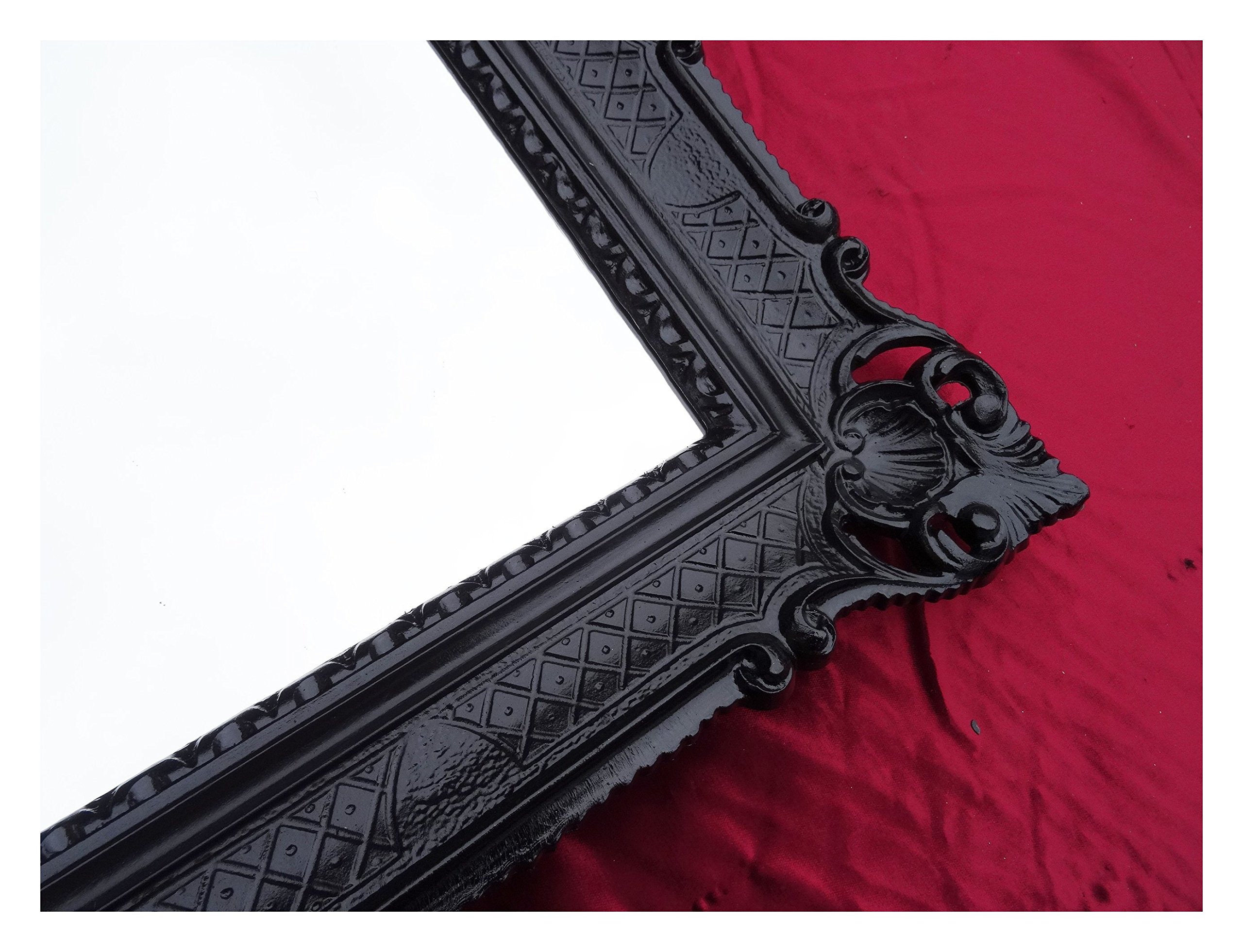 Specchio da parete barocco, cornice nera, stile retrò, barocco, shabby chic, con ornamenti di lusso