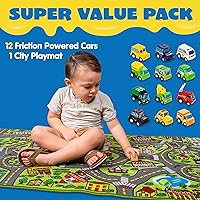 Vista 2 de JOYIN - Alfombras de juego para niños con juego de 12 vehículos de tracción trasera, alfombra duradera para niños, de simulación de ciudad