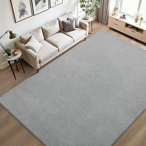 Miniatura 37 de Keeko - Alfombras grises de 4 x 6 pies para dormitorio, suave alfombra moderna para sala de estar, alfombra antideslizante de bajo pelo interior,