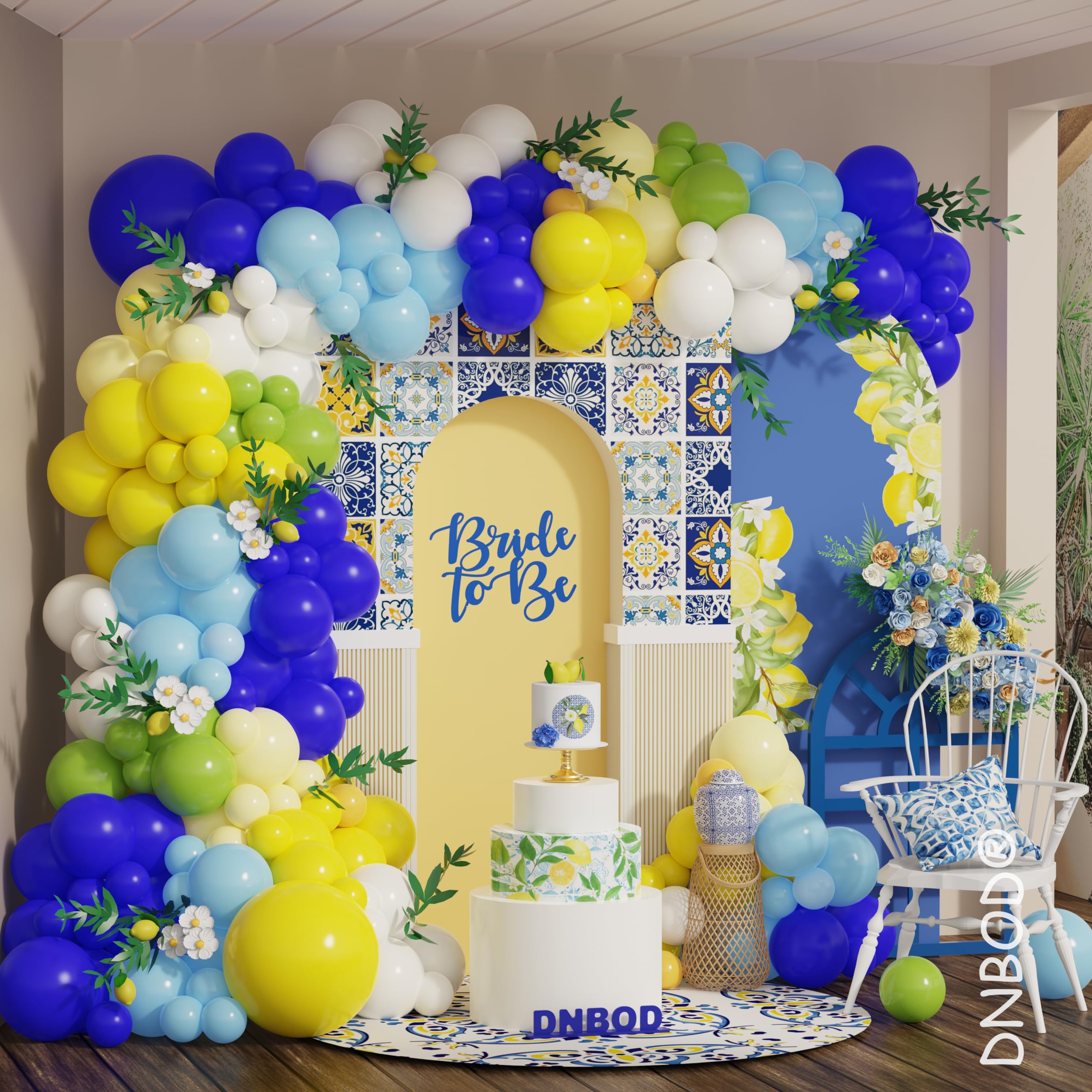 207Pcs Royal Blue Yellow Balloon Arch Kit for Summer Lemon Birthday Wedding Party Decoration,Amalfi Coast Decors Her Main Squeeze Bridal Shower Graduation Party Supplies