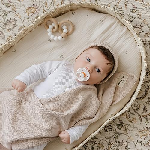 Miniatura 7 de Luladream - Juego de chupete y clip, pezón de goma natural, mango de dentición suave, para bebés y niños pequeños, de 0 a 18 meses (camello + crema