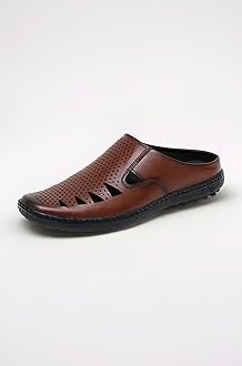 - Men's Genuine Leather Back Open Half Sandals