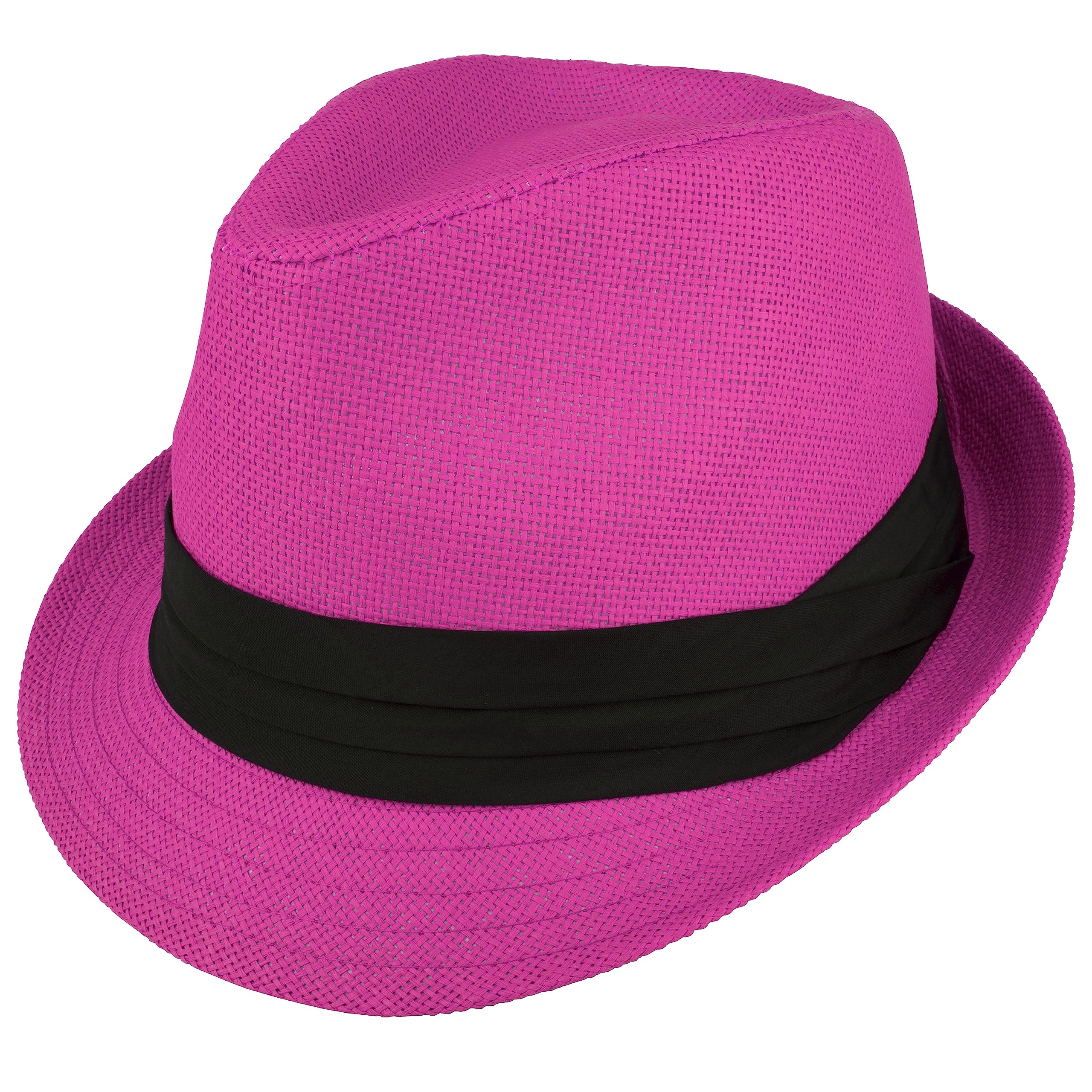 Gelante Summer Fedora Panama Straw Hats with Black Band