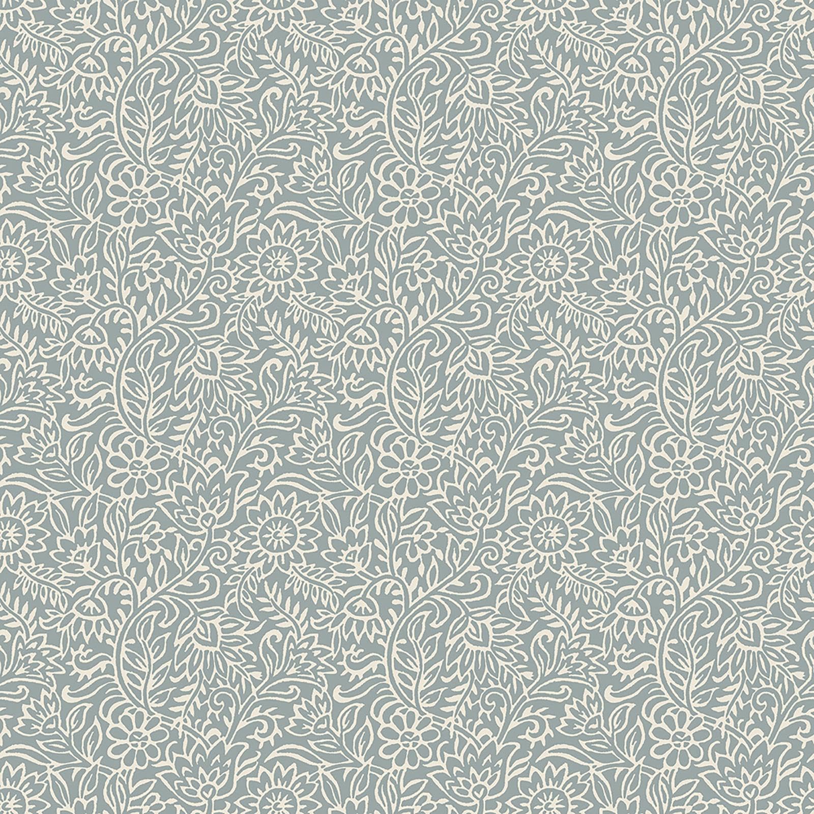 Ruskin Blue Wallpaper Floral Trail Cream Botanical Natural Pattern Grandeco