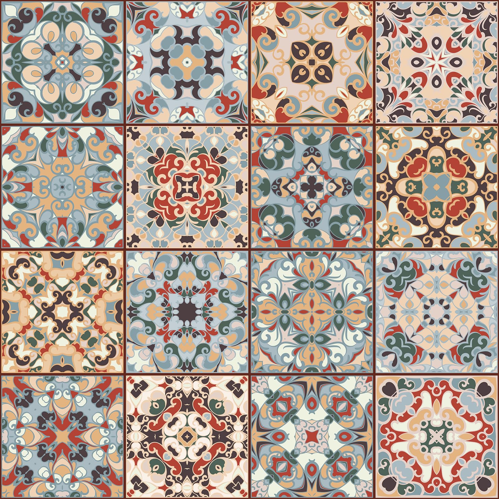 Papier peint marocain 45x398cm autocollant style mosaïque mexicaine