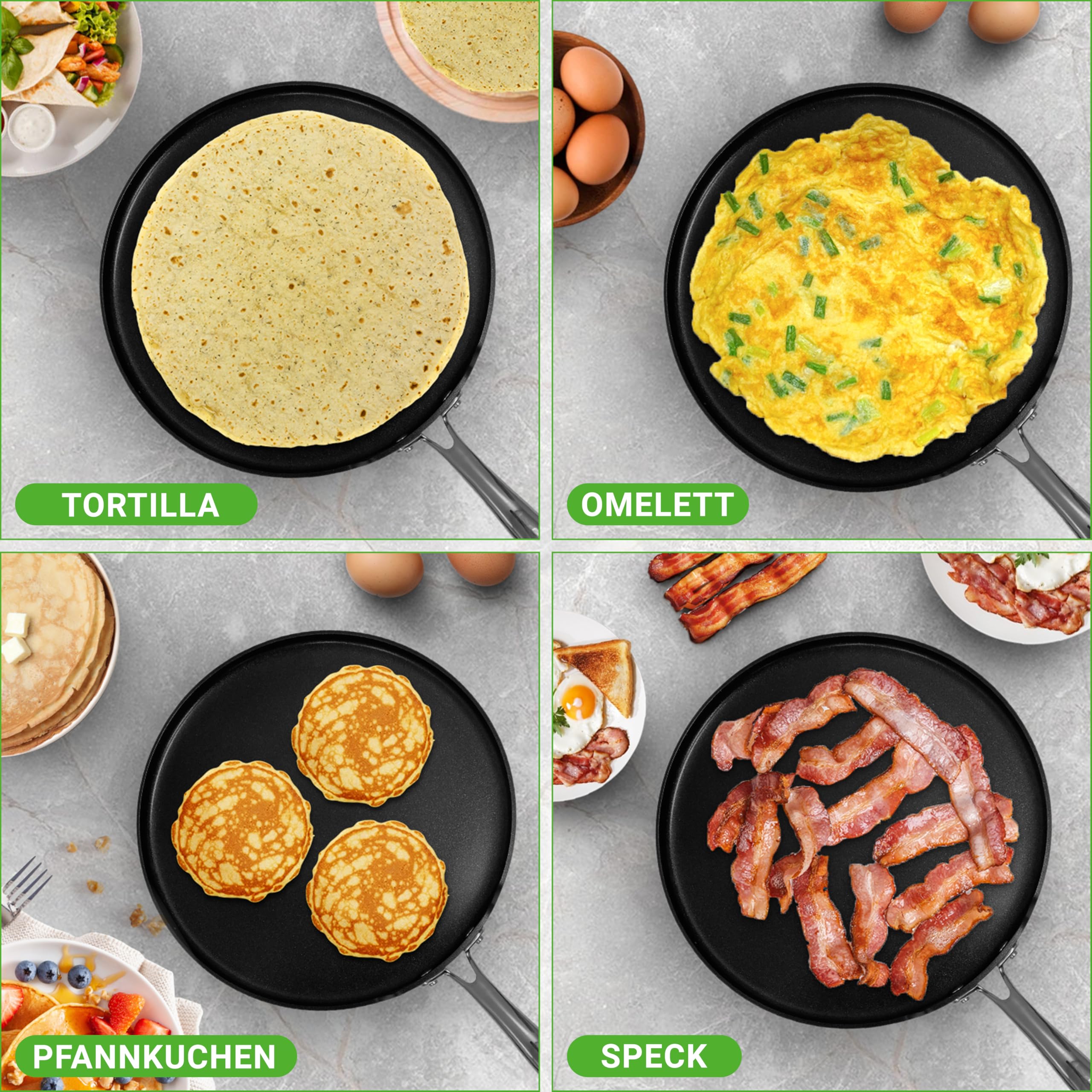 NutriChef Crepe Pfanne 30 cm Induktion Antihaft – Pfannkuchenpfanne Flach Aluminium für Pancake Crepes Palatschinken Spiegelei PFOA Frei Leicht Reinigung, Alle Herdarten