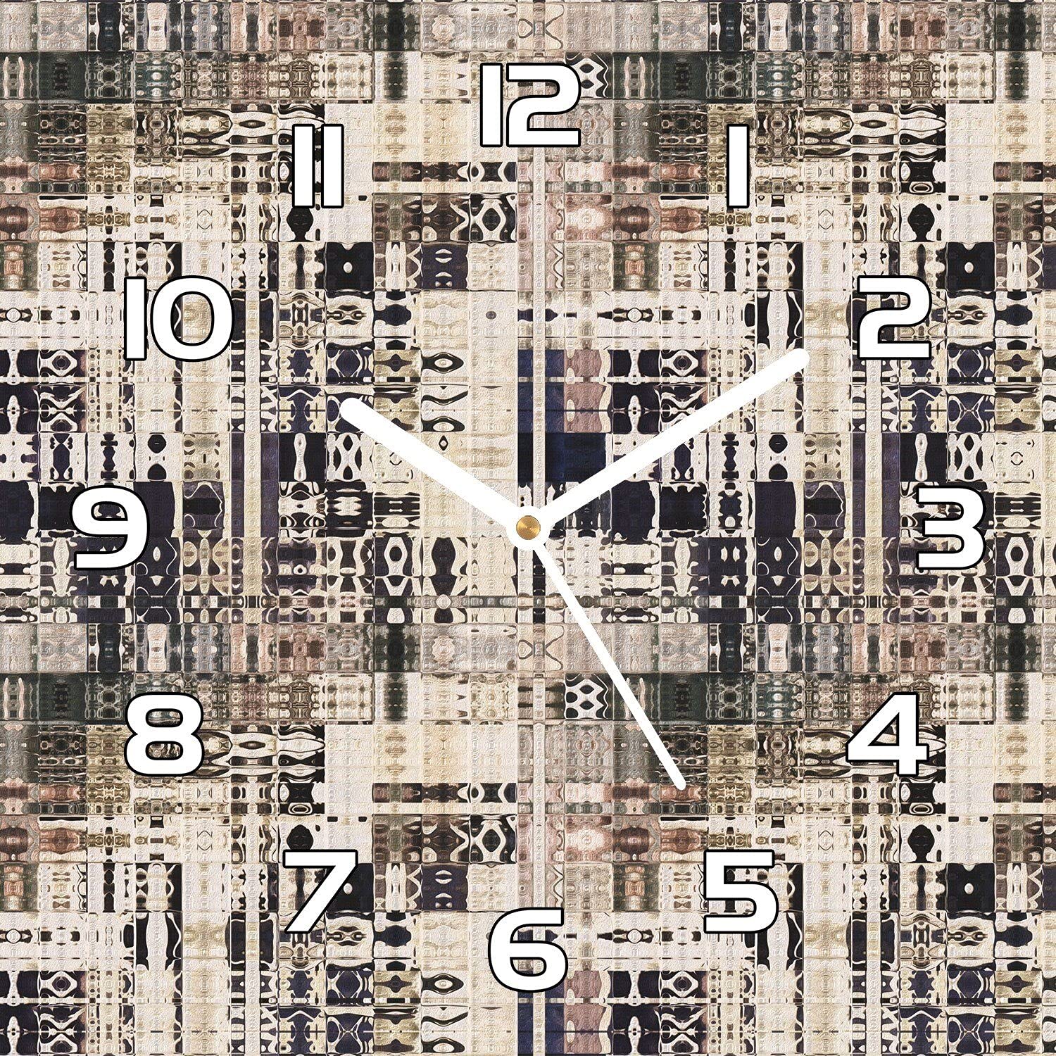 Horloge murale cuisine et salon moderne 30x30 cm motif mosaïque boho