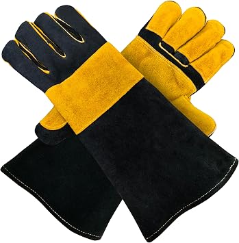 GRILL ARMOR Fire Pit & Campfire Gloves, 16in Leather, 932F Heat Resistant