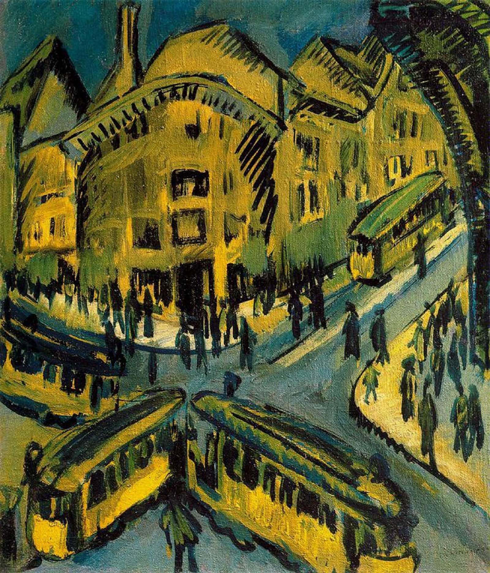 Posteriik No Frame Vintage Art Print Images Pictures Print The Red Tower In Halle By Ernst Ludwig Kirchner Modern Colour Posters For Office Home Decor 60X90cm