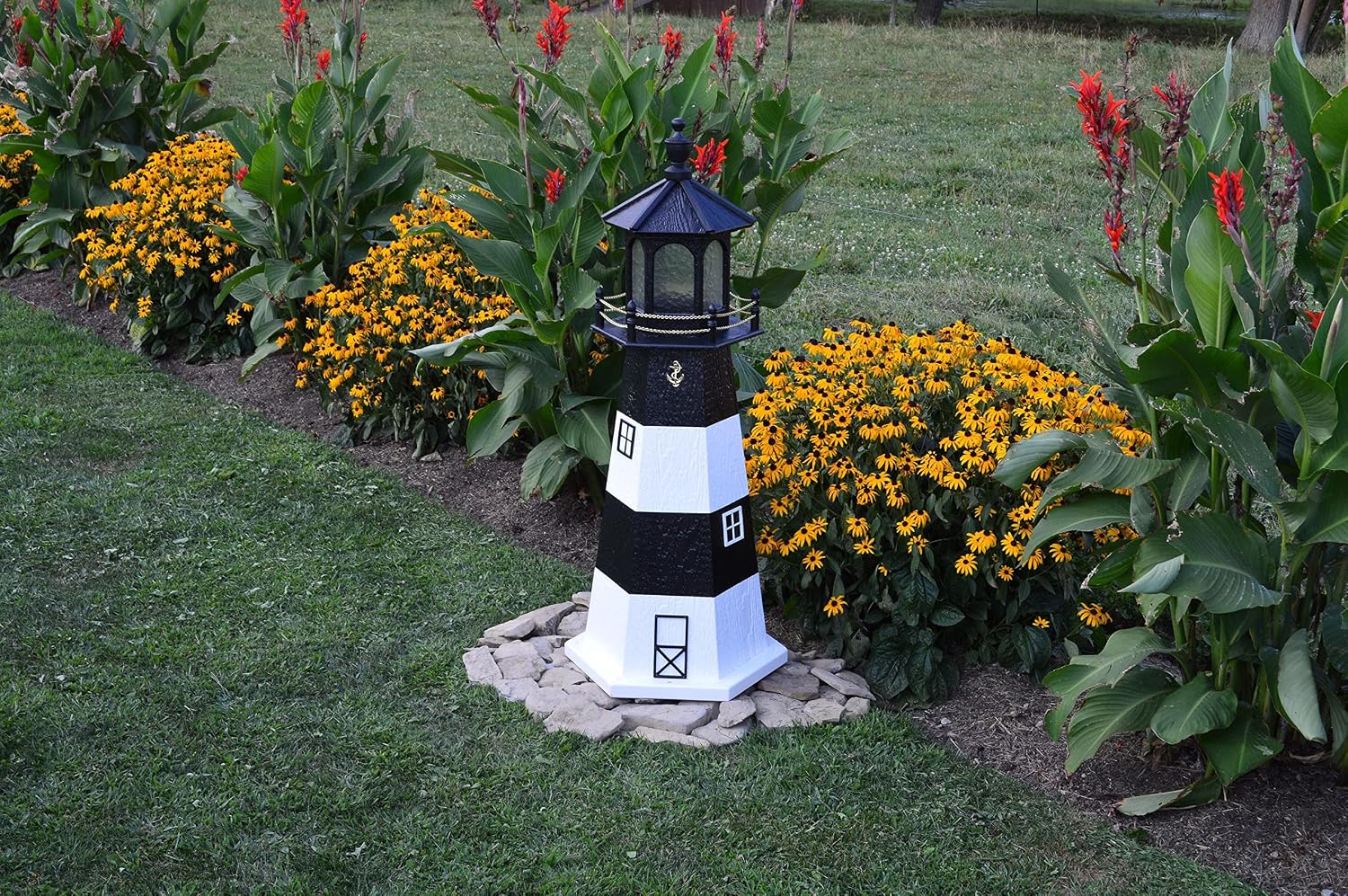 Amish-Made Fire Island, NY Replica Outdoor Lighthouse with Solar LED Light, 39" Tall