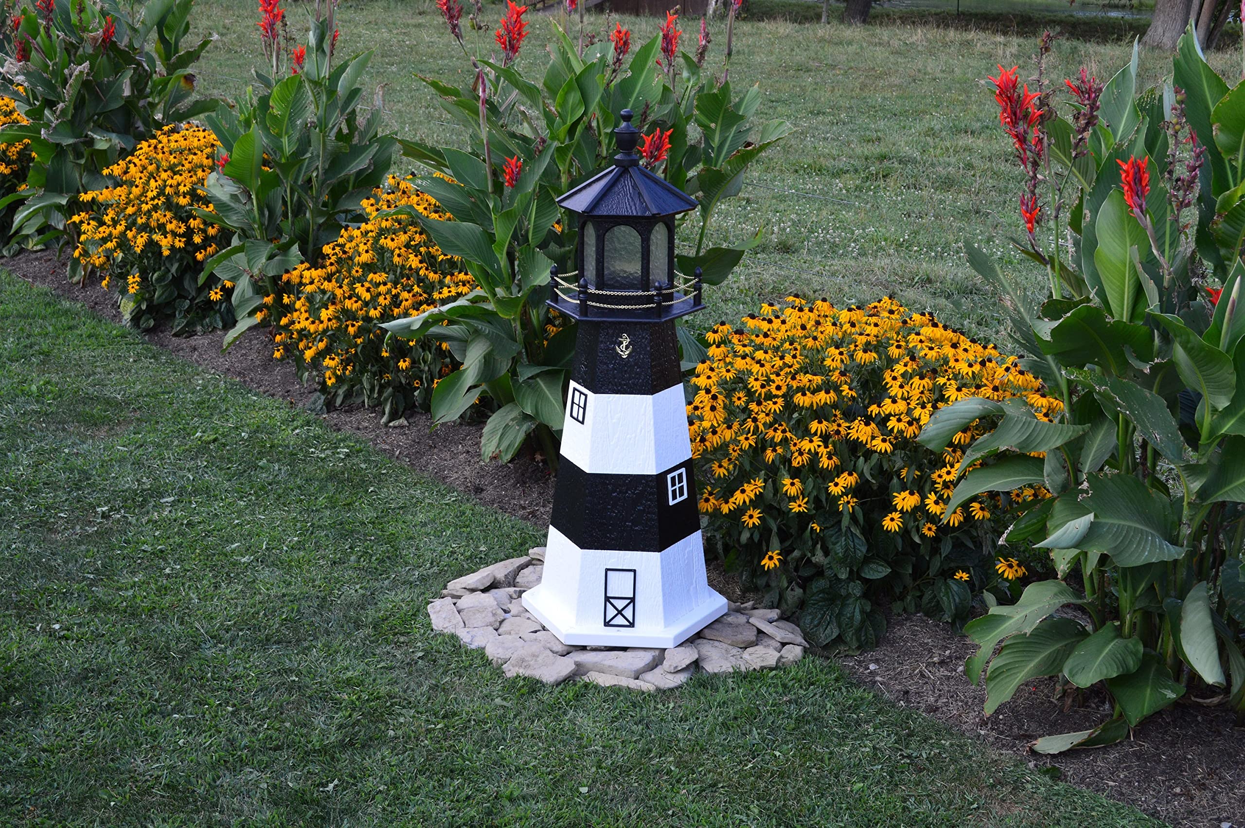 Amish-Made Fire Island, NY Replica Outdoor Lighthouse with Solar LED Light, 48
